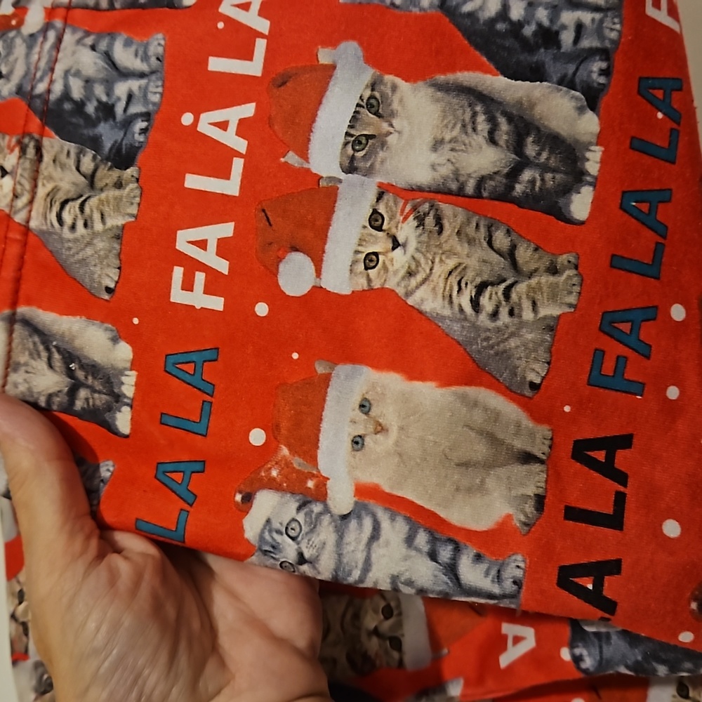 Kittens wearing Santa hats Fa la la Holiday Christmas leggings  M/L Capelli - Picture 7 of 7